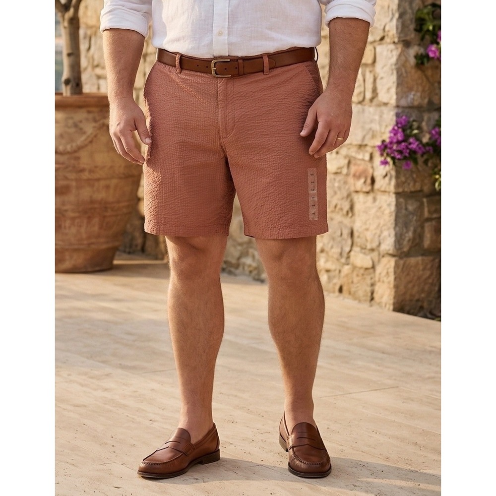 Gap Essential Khaki 7" Short Men's‎ 40 Clay Brown Textured Seersucker Cotton NWT